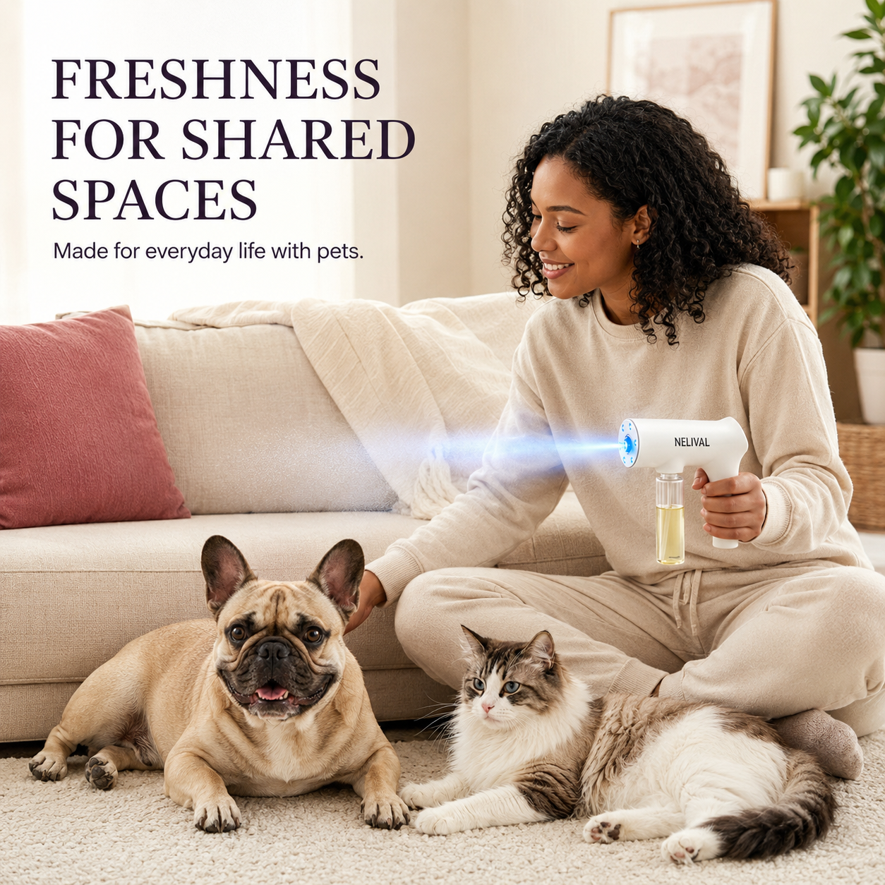Nelival FreshSpace deodorizer in a pet home