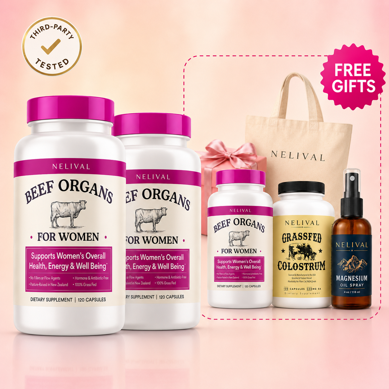Nelival Beef Organs launch bundle with bonus gifts