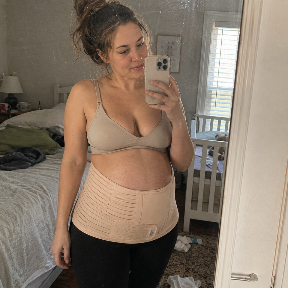 Adjustable three-band postpartum support belt