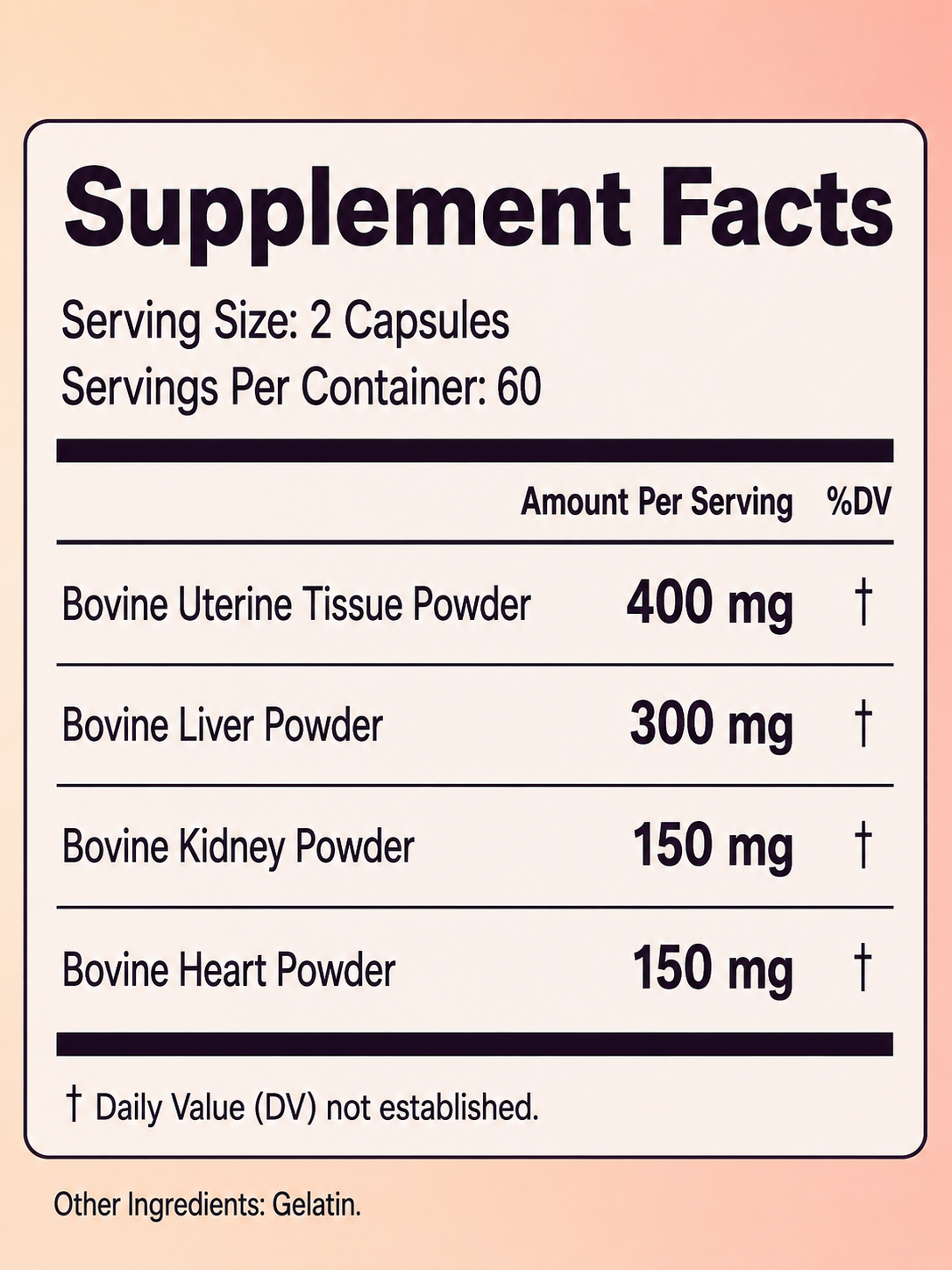 NELIVAL_BEEF_ORGANS_CAROUSEL_02 supplement facts 120 capsules
