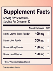 NELIVAL_BEEF_ORGANS_CAROUSEL_02 supplement facts 120 capsules thumbnail