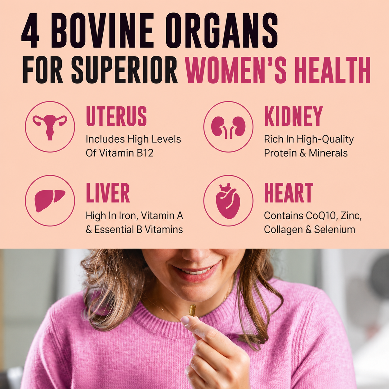 NELIVAL_BEEF_ORGANS_CAROUSEL_05 four bovine organs for women's health