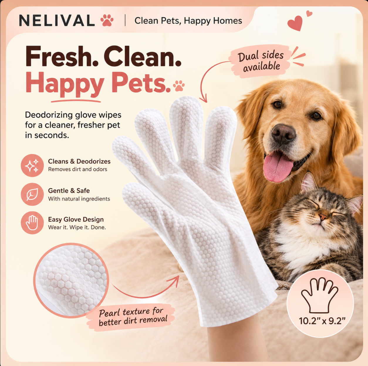 NELIVAL_PET_WIPES_GALLERY_02 Pet glove wipes for dogs and cats