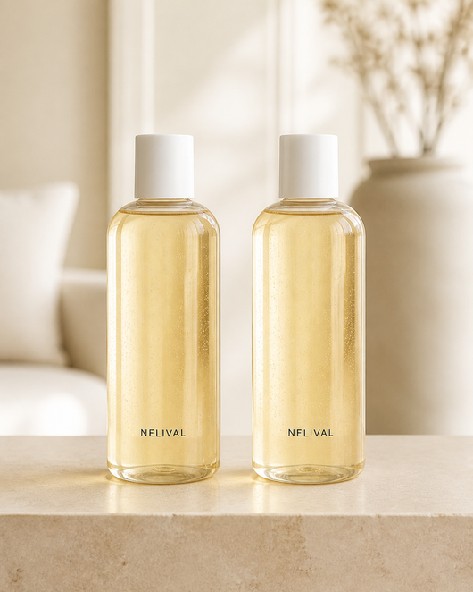 NELIVAL_FRESHSPACE_REFILLS_HERO Two FreshSpace enzyme refill bottles