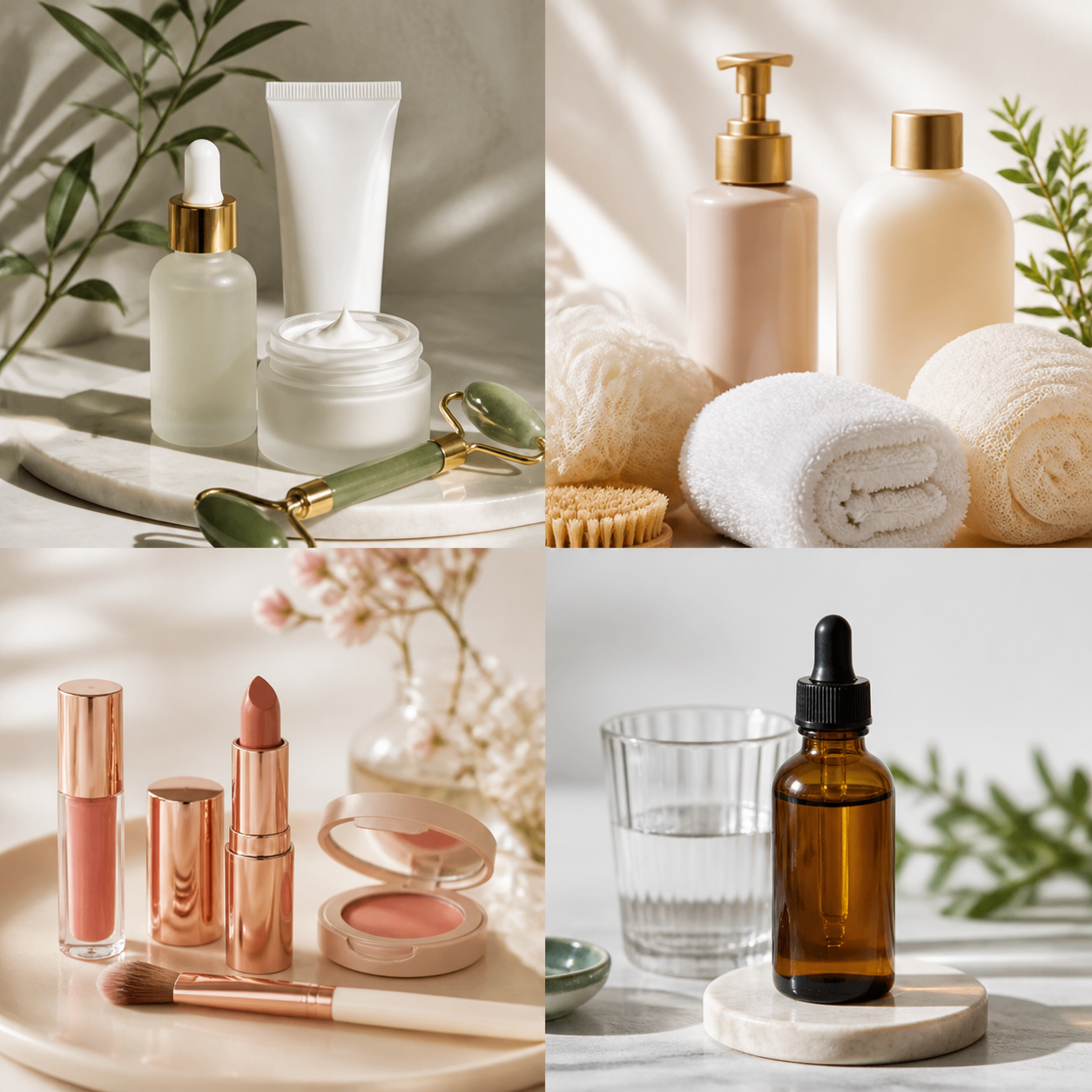 Skincare, body care, makeup, and wellness product categories