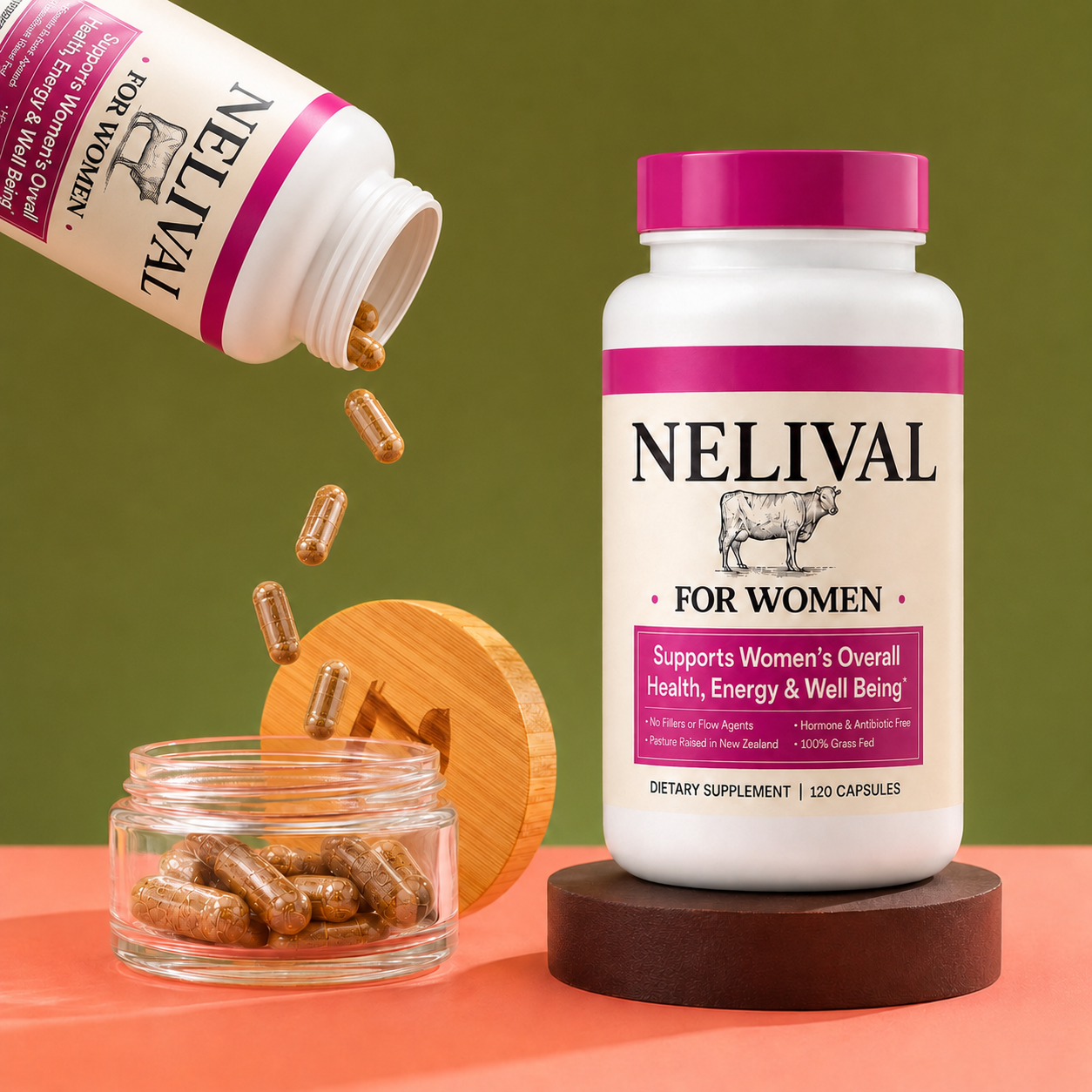Nelival bottle and capsules